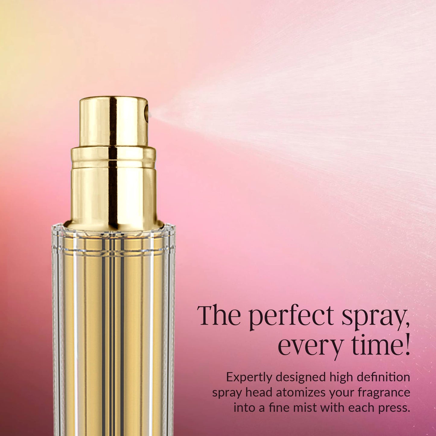 Travalo Bijoux Oval Perfume Atomizer - Leak-Proof and TSA Approved for Air Travel - Reusable Airtight Easy Fill Mini Pump Sprayer - Lightweight Portable - Crystal-Like Outer Shell - Gold 0.17oz
