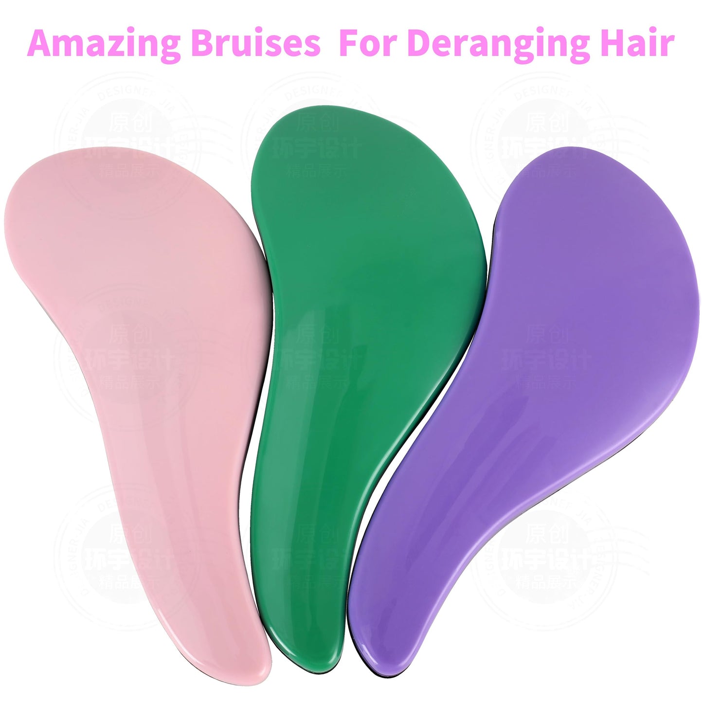 79STYLE 3pcs Detangler Brush Tangle Free Hair Brushes For Kids Knot Free No Pain Detangling Kids Hair Brush Combs For Curly Fine Hair (Size 7.4 Inch -Brush Lemon)
