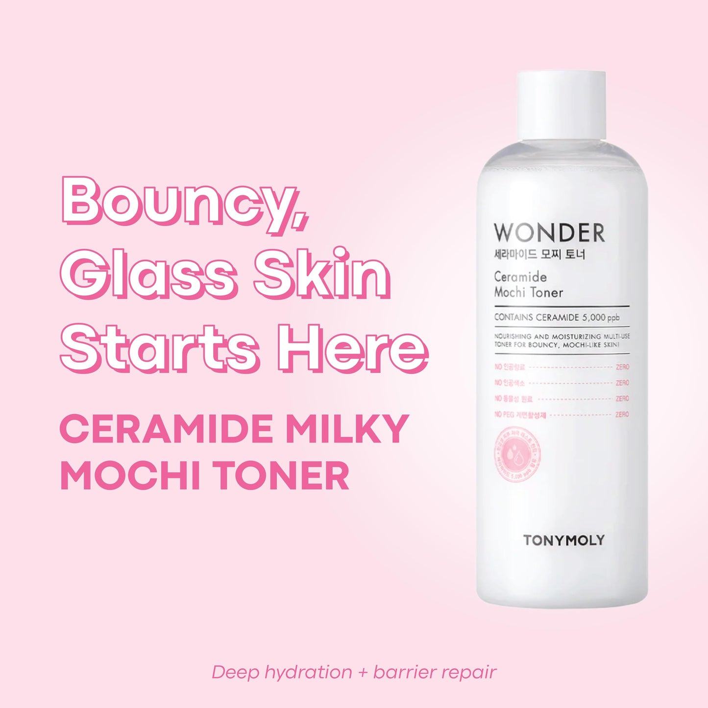 TONYMOLY Mochi Milky Toner – Hydrating Korean Milky Toner for Face, Ceramide Barrier Repair, Hyaluronic Acid & Cica – Soothing Toner for Dry & Sensitive Skin, Glass Skin – 300ml