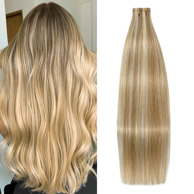 WindTouch Tape in Hair Extensions Mixed Bleach Blonde 100% Human Hair Extensions 18Inch #18p613 40g