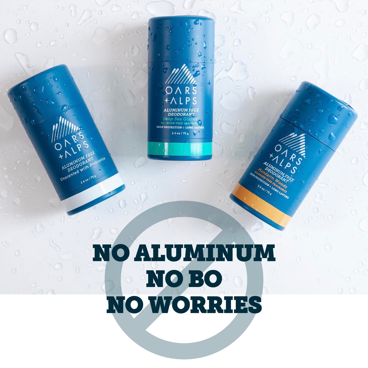 Oars + Alps Aluminum Free Deodorant for Men | Long Lasting Odor Protection, Clear & Free of White Residue, Anti-Chafing Smooth Glide, Dermatologist Tested, Allergen-Free Variety Pack, 3pk, 2.6oz