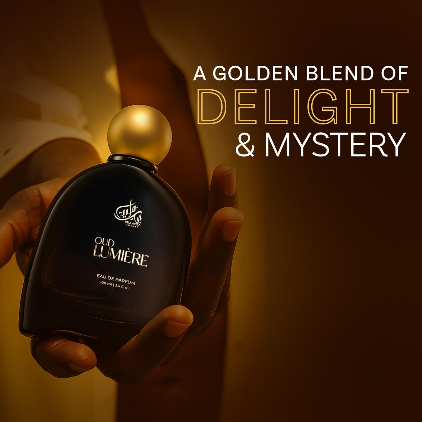 Bella Vita Luxury OUD LUMIÈRE Unisex Fragrance | EDP Perfume for Men and Women | Wood Top Note | 100 ml pack | 3.4 Fl. Oz. | Woody and Amber notes | Gift for Men and Women | Eau de Parfum
