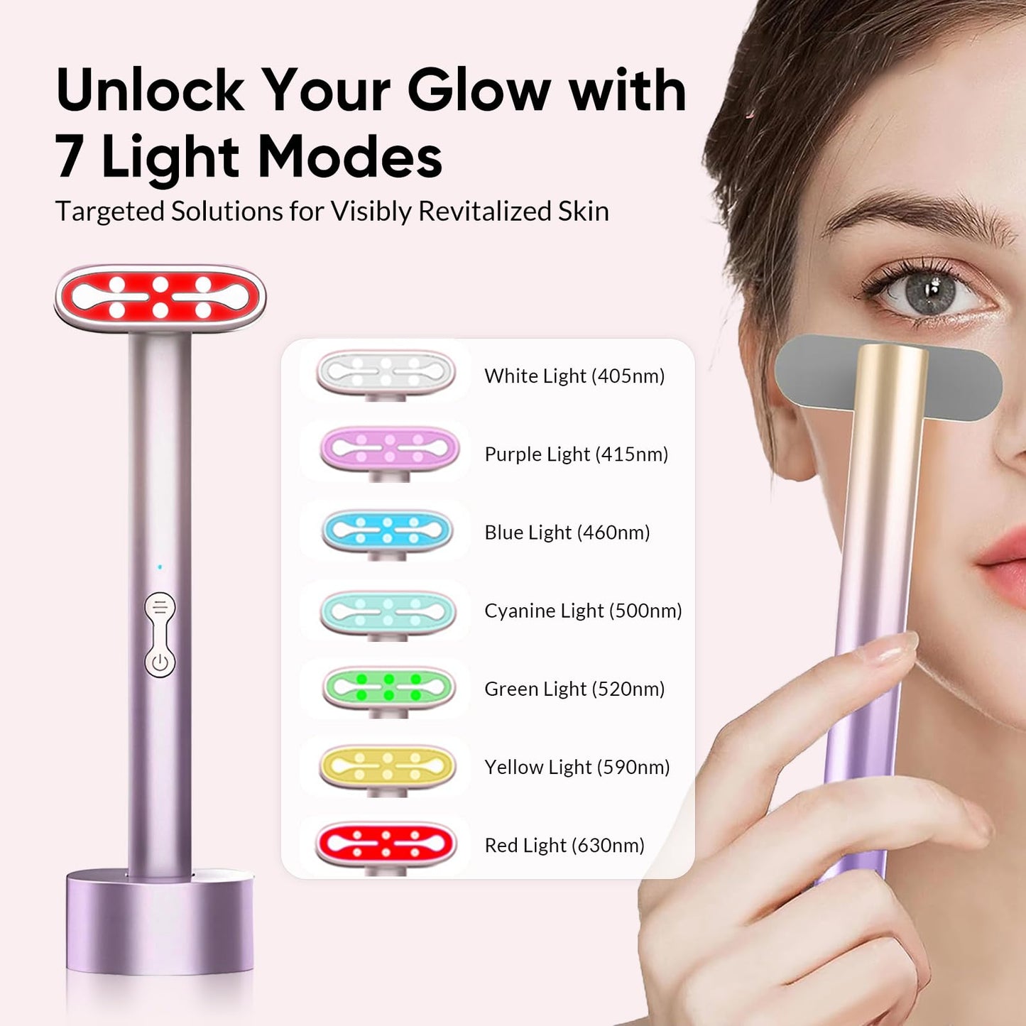 Red-Light-Therapy-for-Face, 7 in 1 LED Light Therapy Eye Equipment for Skin Care at Home, Red Light Therapy Face Massager Eye Beauty Skincare Rejuvenation Tool for Anti-Aging, Wrinkles & Glowing Skin