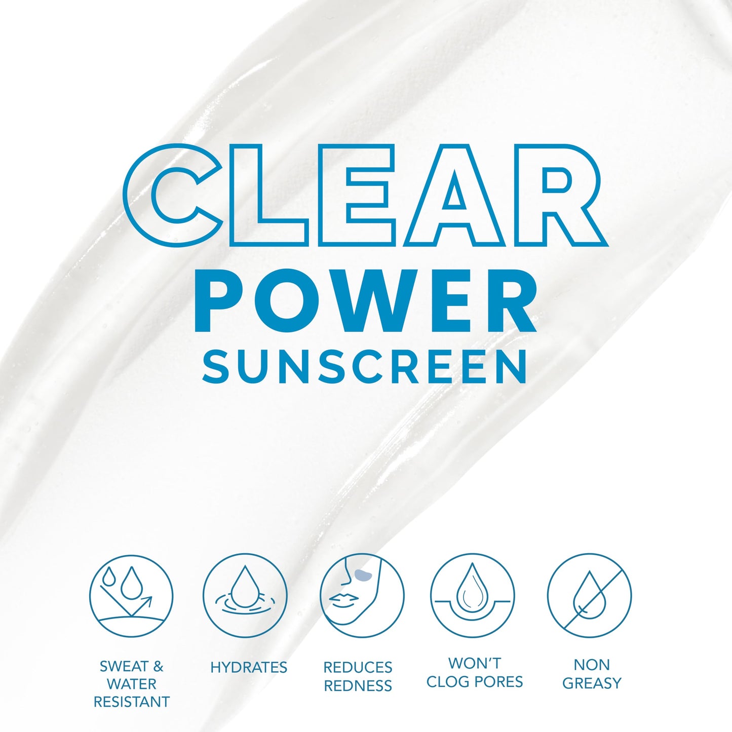 Clear Power Sunscreen – Invisible, No White Cast, Weightless Gel Sunscreen for Face, Broad Spectrum SPF 50, Fragrance-Free, Sport-Ready, Made for Athletes