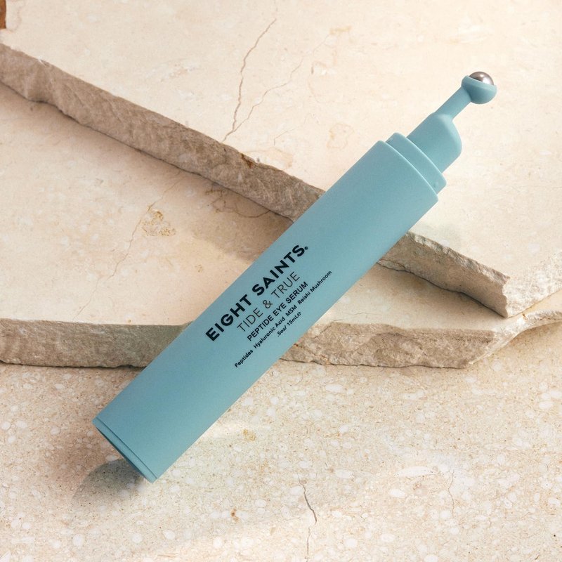 Eight Saints Tide & True Peptide Eye Serum for Puffiness & Wrinkles, Under Eye Roller Ball Treatment for Dark Circles & Fine Lines, with Peptides, Hyaluronic Acid, and Reishi Mushroom, 0.5 fl oz