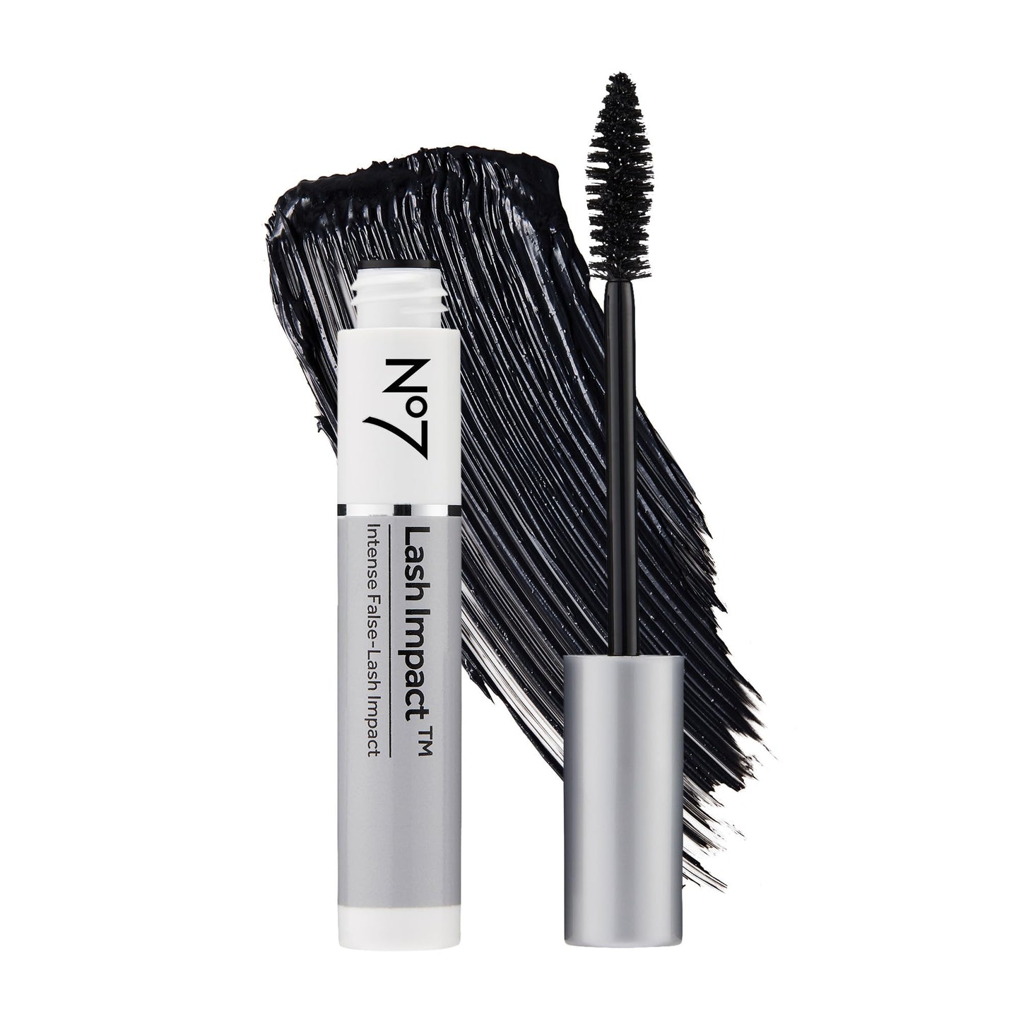 No7 Lash Impact Mascara - Black - Volumizing Mascara for False-Lash Effect - Smudge-Free Formula for Lengthening Lashes with Oversized Cone Brush Applicator (7ml)