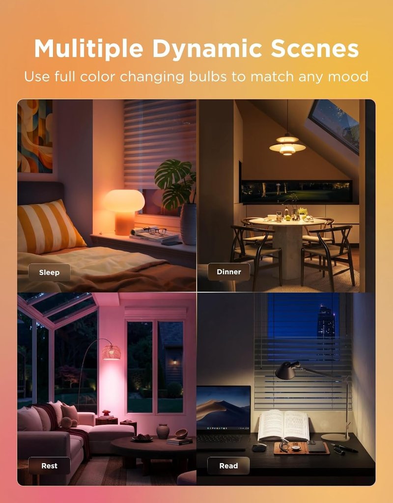 Govee Smart Light Bulbs - Color Changing WiFi & Bluetooth LED Bulbs | 16 Million Colors, Music Sync, A19, 800 Lumens, 4 Pack