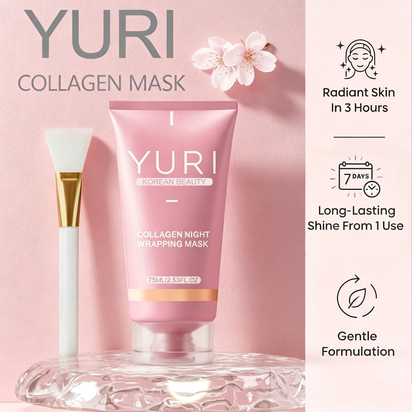 Orvian YURI Collagen Night Wrapping Mask,YURI Collagen Mask,Easy Peel Off Facial Mask Skin Care night mask,Hydrating Face Mask is the Ideal Gifts for Women and Teen Girls!2.54 fl.oz (2pcs)
