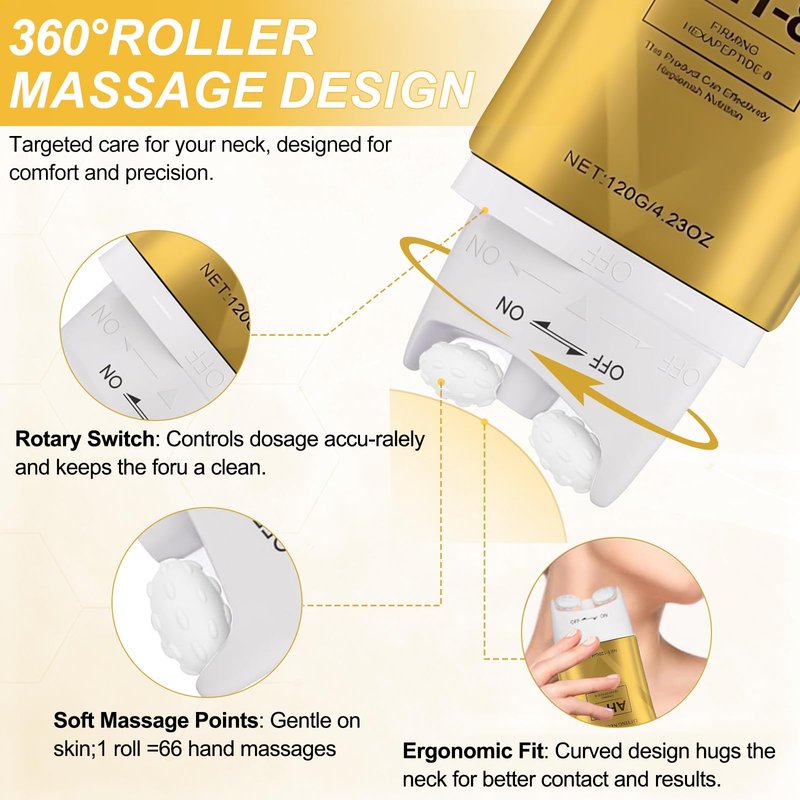 AH-8 Firming Neck Cream & Electric Massage Eye Cream Suit, Neck and Eye Tightening & Rejuvenating Set,Firming Smooth Fine Lines,Reduce Wrinkles & Deep Moisturizing Skincare,Day & Night Use(120g+50g)
