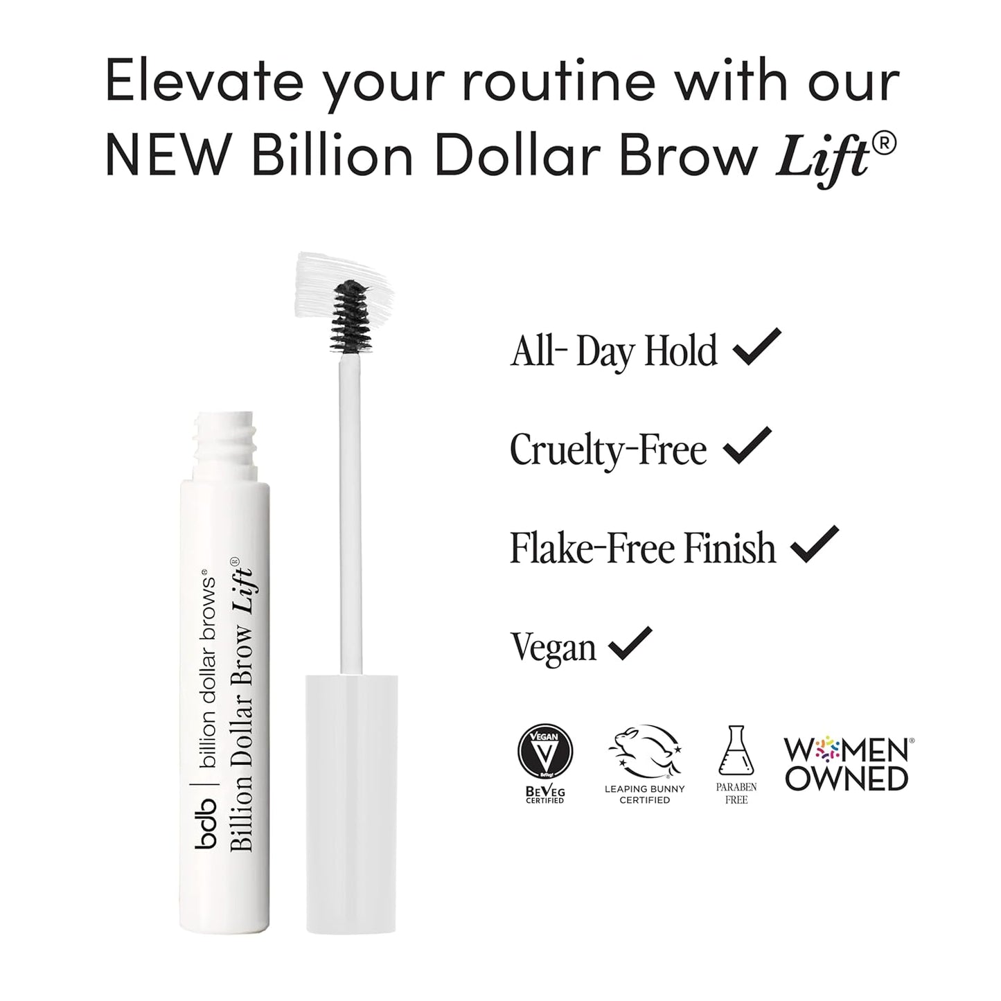 Billion Dollar Brow Lift - Clear Ultra-Hold Eyebrow Gel for Flake-Free, Long-Lasting Brow Sculpting | Vegan Formula