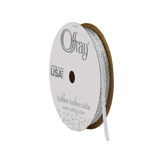 Offray 1/8" Wide Galena Craft Ribbon, 5 Yards, Silver