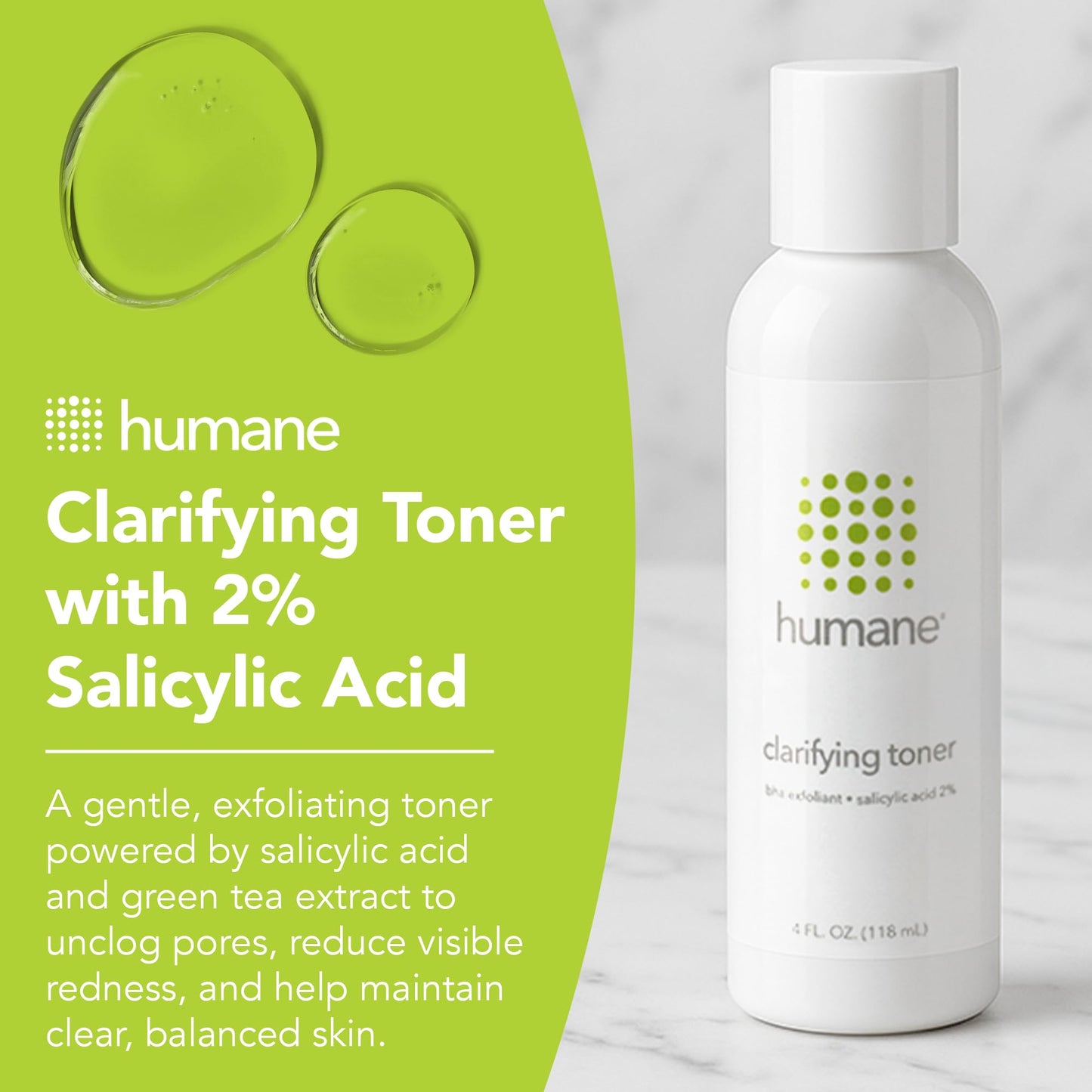 Humane Clarifying Toner for Face - 2% BHA Liquid Salicylic Acid