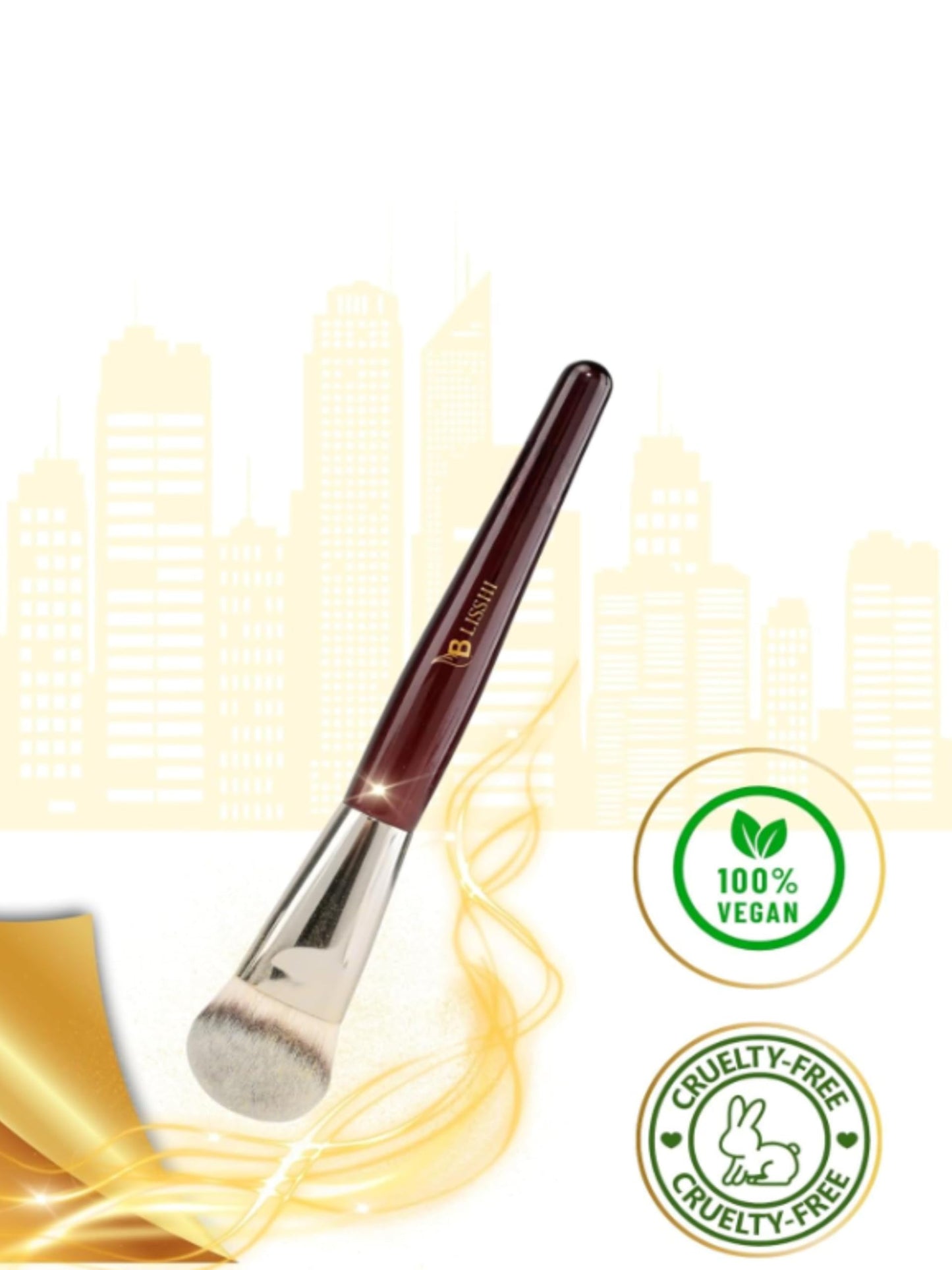 BLISSHI-Foundation Brush- Contoured makeup Brush-Perfect for Cream and Liquid Foundation Application-Blushing-Bronzer-Ideal for Blending and Highlighting Face Brush