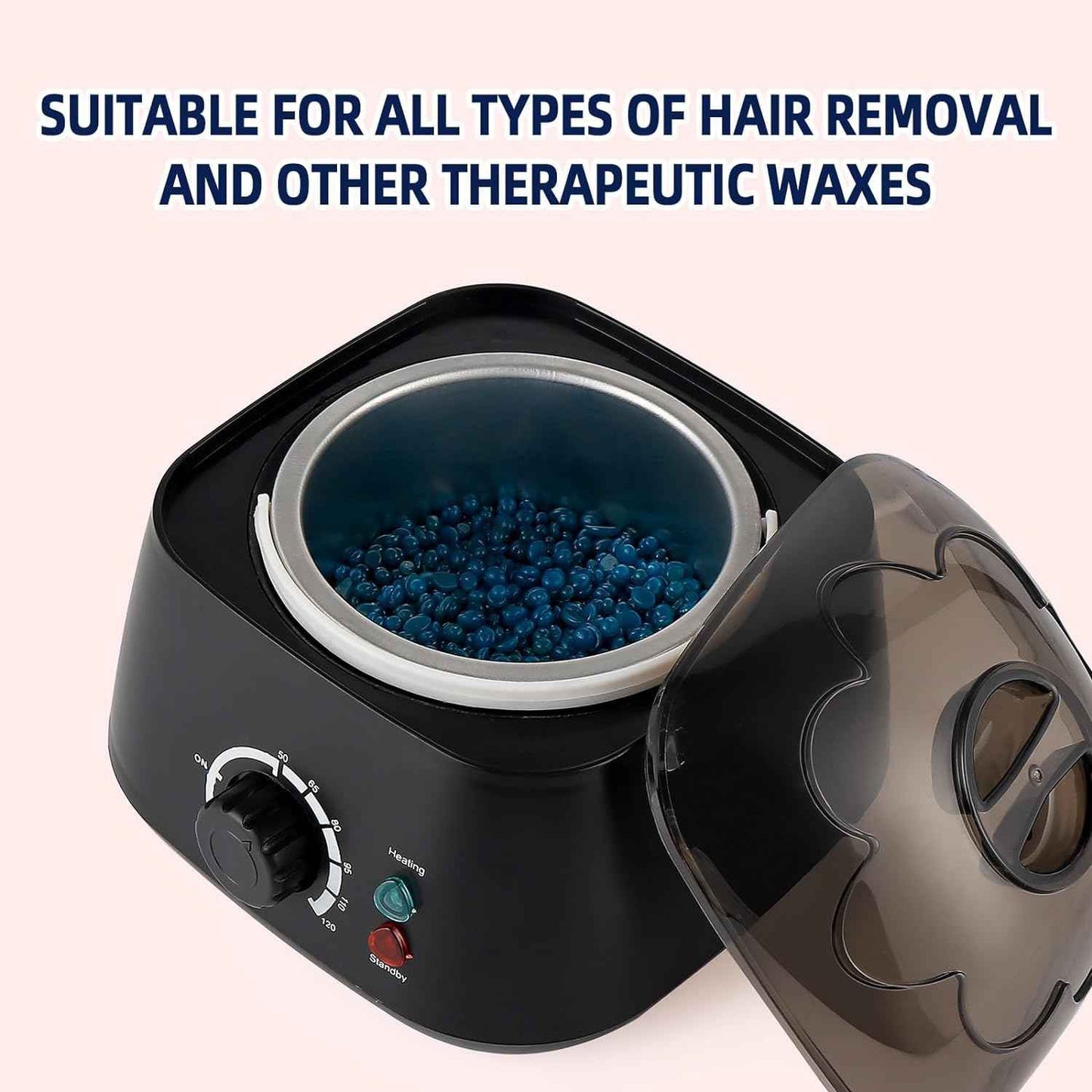 IeBilif Wax Warmer for Hair Removal, Wax Pot for Hair Removal Professional with Through Lid, 17oz Wax Heater for Body Waxing (Black)