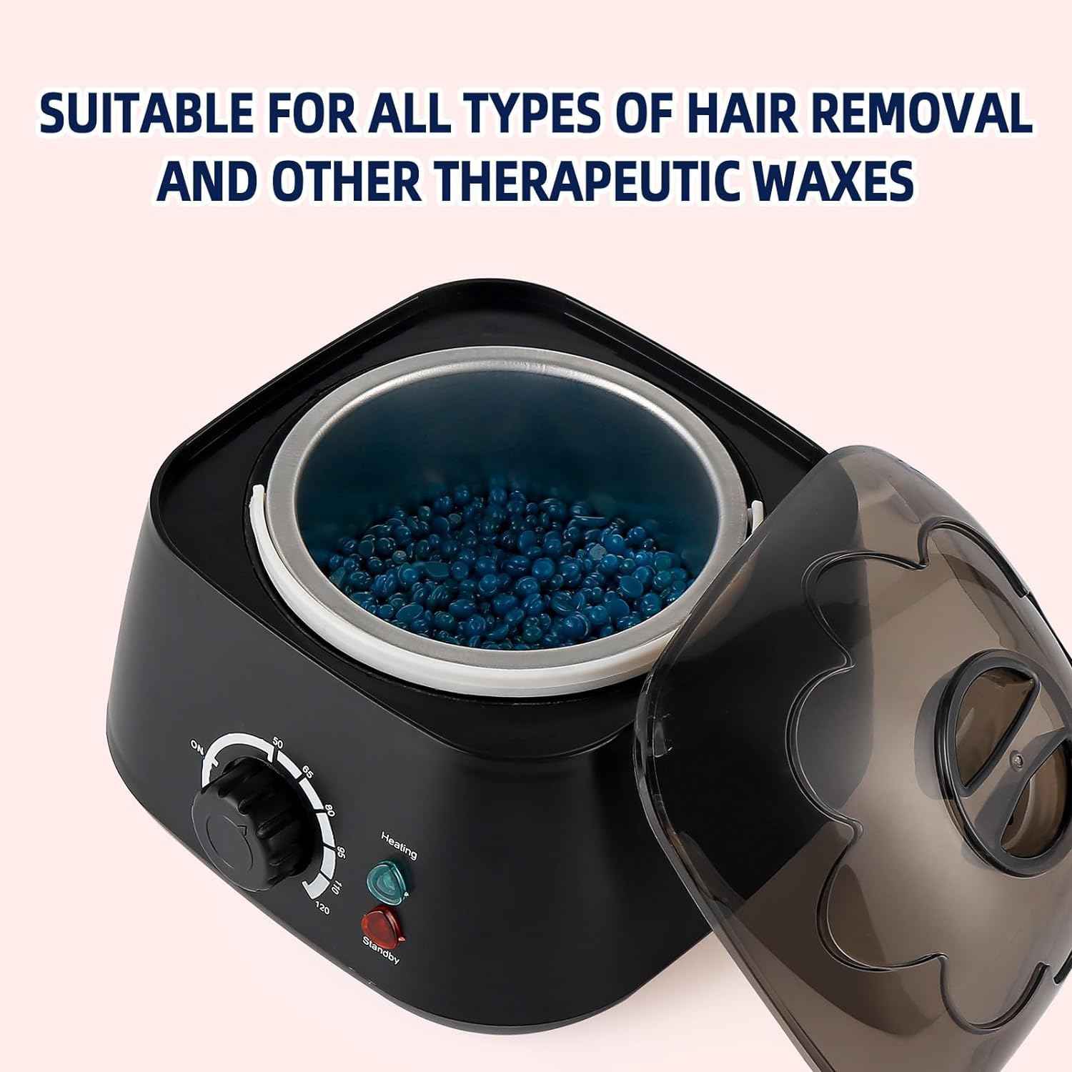 IeBilif Wax Warmer for Hair Removal, Wax Pot for Hair Removal Professional with Through Lid, 17oz Wax Heater for Body Waxing (Black)