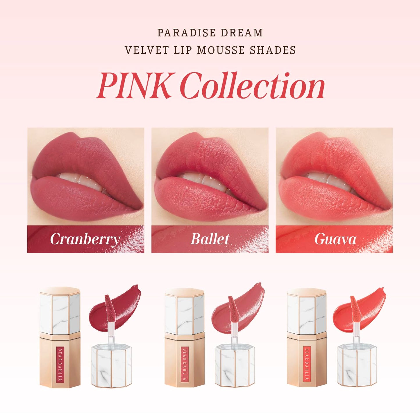 DEARDAHLIA Paradise Dream Velvet Lip Mousse (October) - Vegan Soft-Matte Lip Tint with Lightweight, Buildable, Long-Lasting Color, Whipped Mousse Texture. Cruelty-Free. 0.21 Fl oz