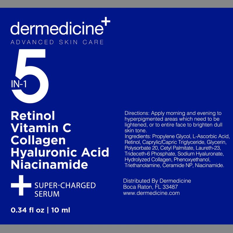 5 in 1 Potent Face Serum with Retinol, Vitamin C, Collagen, Hyaluronic Acid, Niacinamide | May Help Improve Appearance of Fine Lines and Reduce Appearance of Dark Spots | 2 fl oz / 60 ml