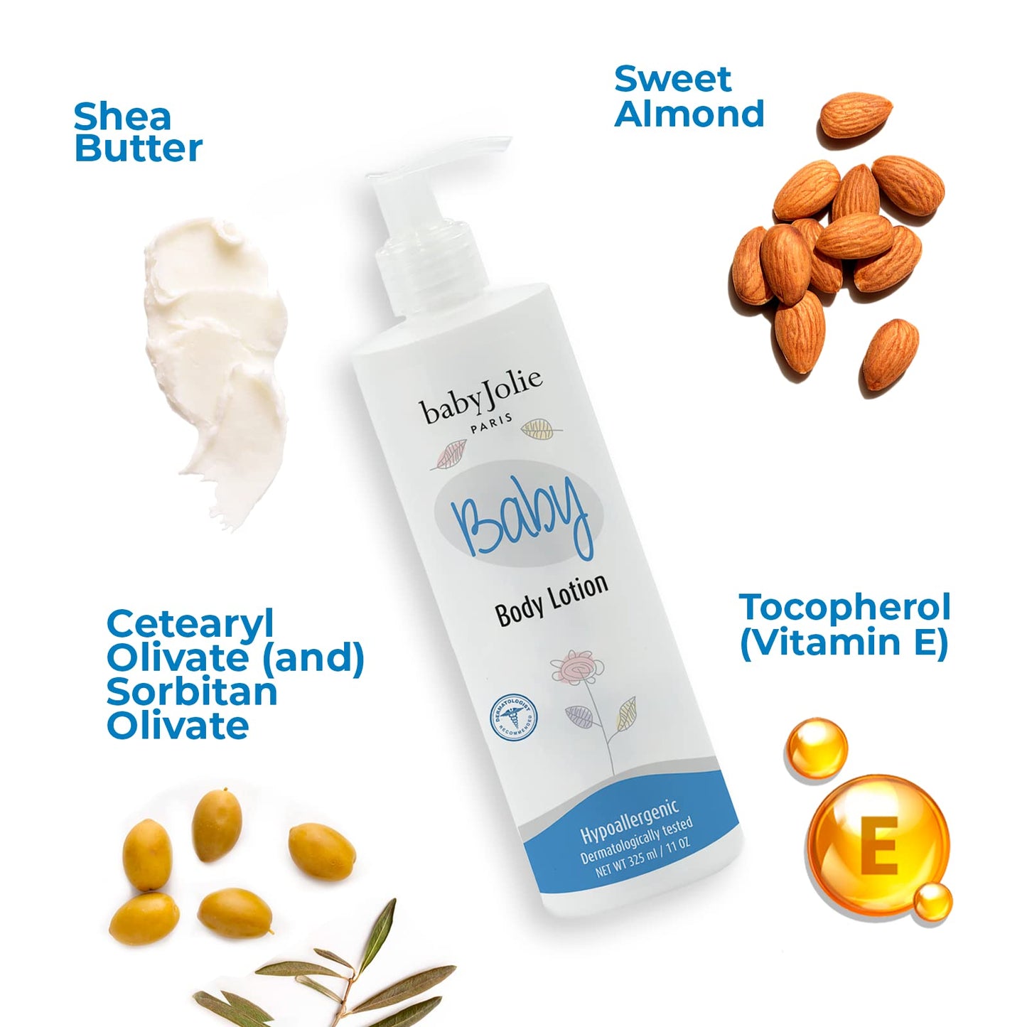Baby Jolie Paris Baby Lotion, For Sensitive Skin, Moisturizing Ultra Gentle e Safe for Baby and Kids | 11oz (325ml)