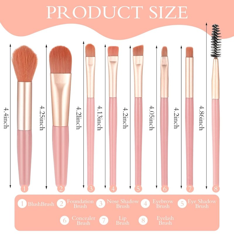 Travel Makeup Brush Set - 16 Synthetic Fiber Brushes with Makeup Bag | Perfect Bridesmaid Gift (Pink)