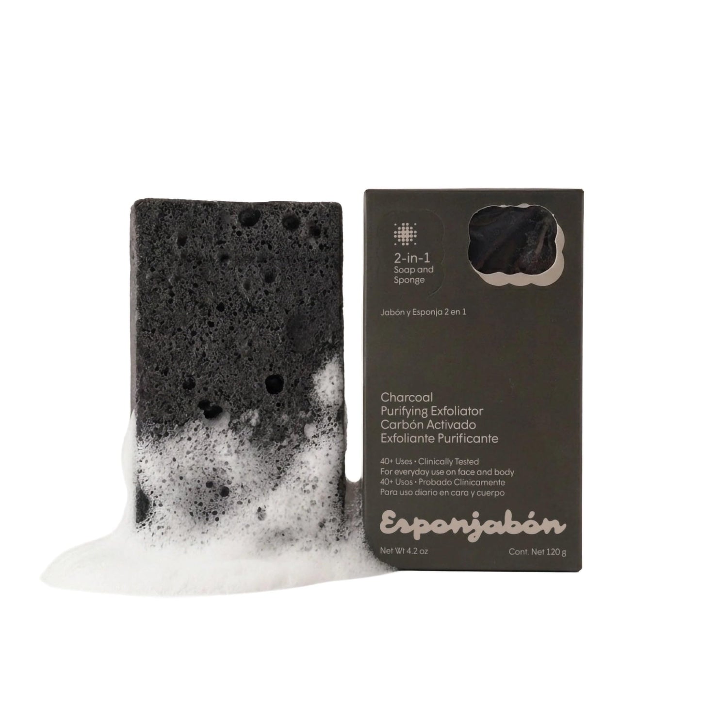 T.Taio Esponjabon Mother of Pearl and Charcoal Soap Sponges — Shower Scrubbers that Remove Oil and Dirt — Sponges to Scrub Foot, Elbow and Face — Bathroom Accessories — Fresh Scent (4-Pack)