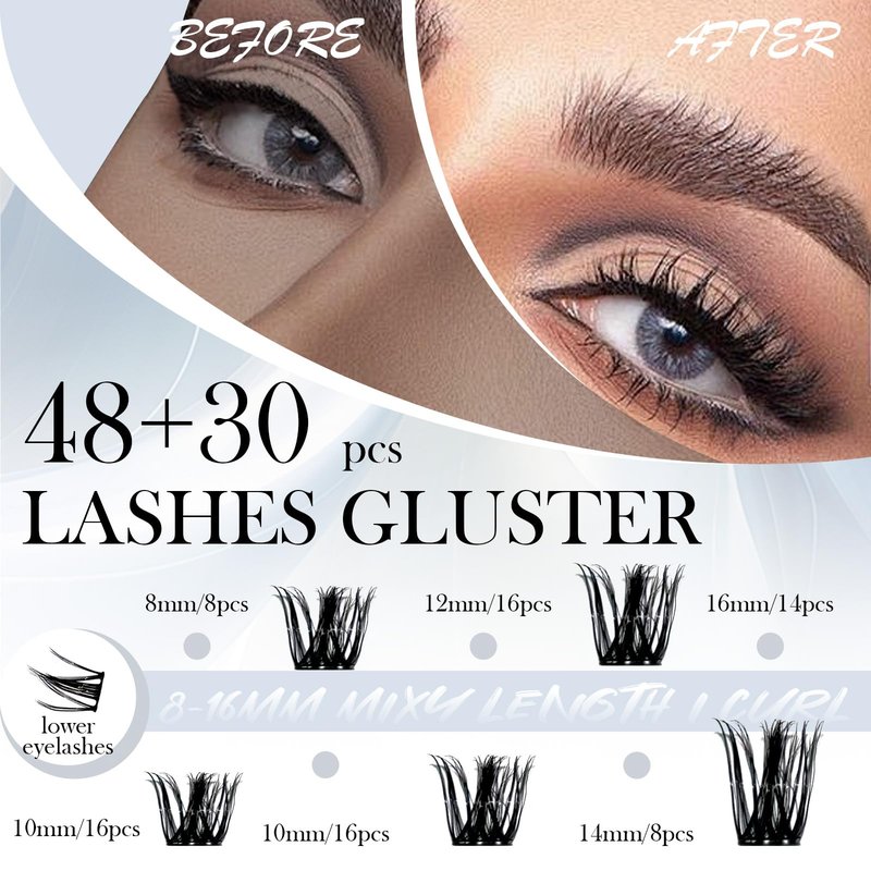 Lash Clusters Kit – 150H Waterproof Eyelash Extensions, Wispy Fluffy 8-16mm, Hypoallergenic for Sensitive Eyes, Korean PBT Fibers, DIY Cluster Lashes for Natural or Volume Look (Volume-black box)