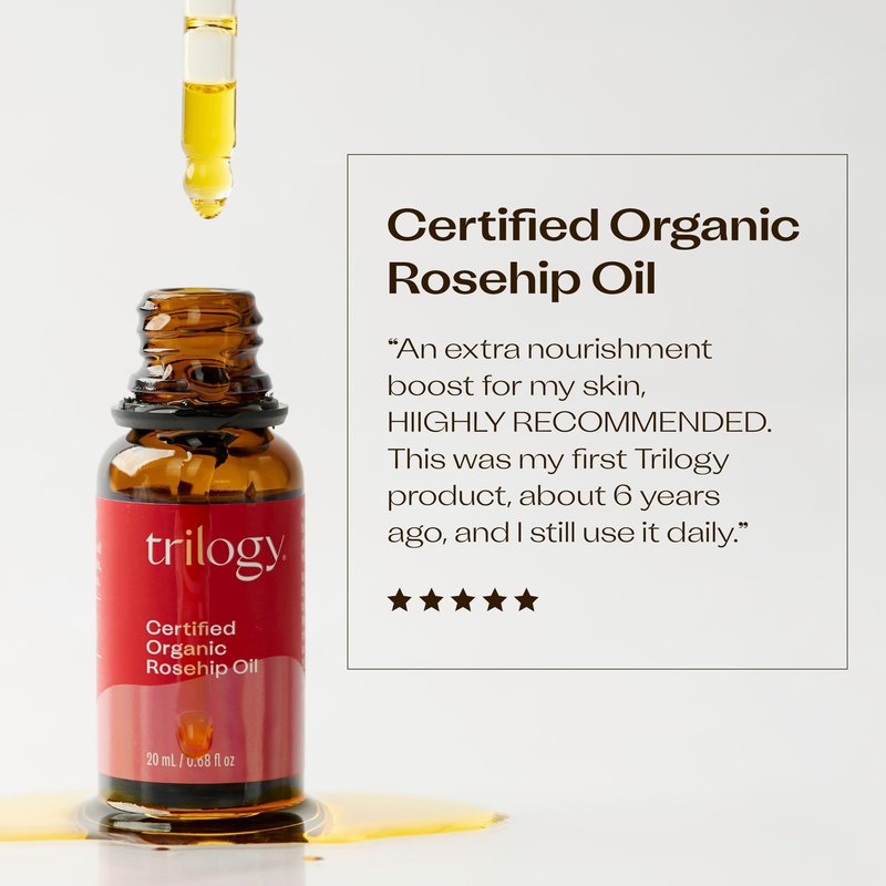 Trilogy Certified Organic Rosehip Oil, Intensive Nourishment, Improves Appearance of Scars, Stretch Marks, Fine Lines, & Wrinkles, 0.68 fl oz