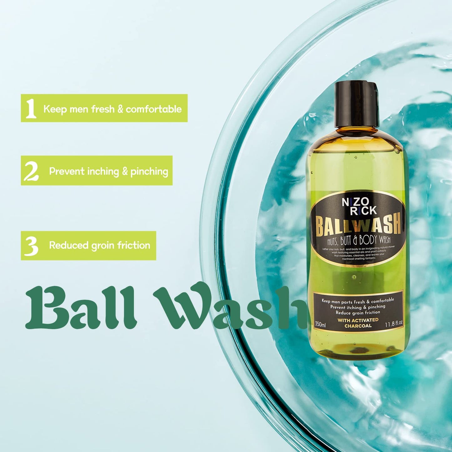 Ball Deodorant for Men, Mens Ball Wash Kit, Natural & Organic Ball Wash Lotion+Ball Deodorant Spray+Anti-Chafing Nut Balm Cream to Stay Fresh, Dry & Moisturized All Day