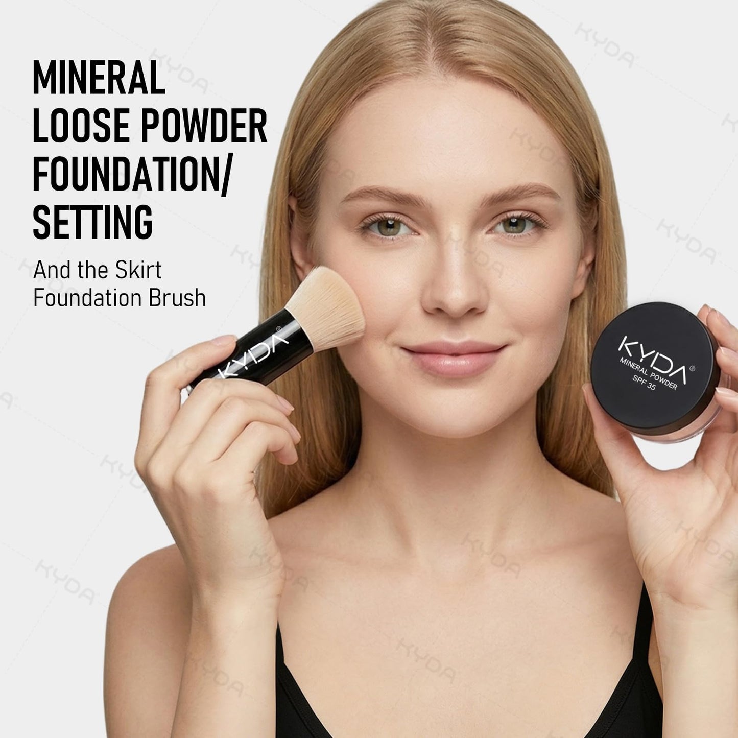 KYDA Mineral Powder Foundation, SPF 35, Lightweight Loose Powder, Skin-Improving, Buildable Coverage, Natural Glow Base Makeup, 0.28 oz, Medium Beige