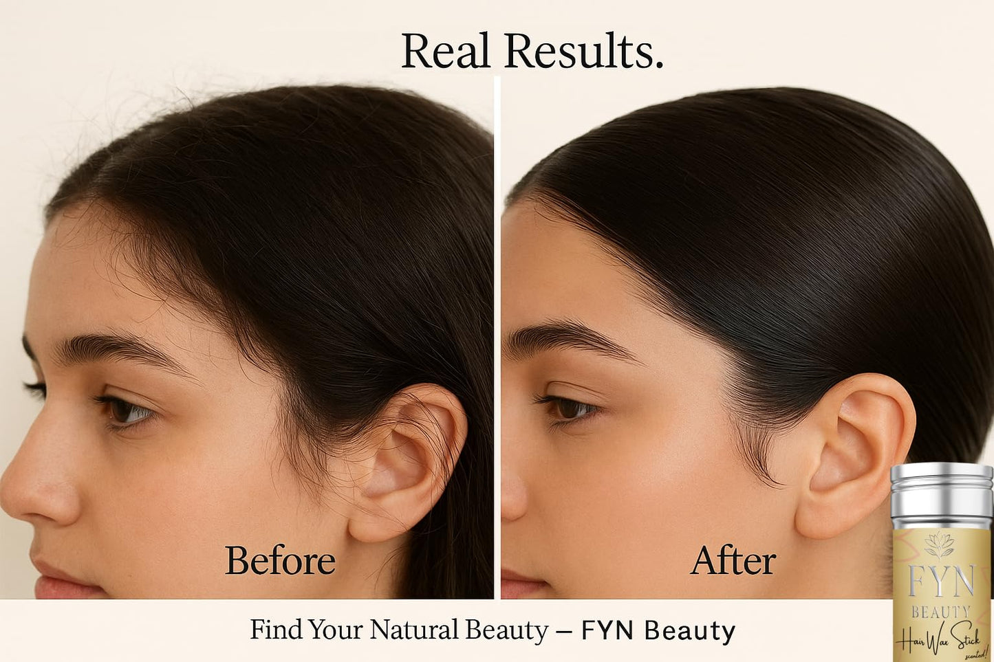 FYN Beauty Hair Wax Stick - Slick Back Hair Products - Edge Control - Hair Accessories for Women & Kids - Fly Away Stick for Hair - Bun Maker & Braiding Gel - Dance Recital Gifts for Girls- 2.7 Fl Oz