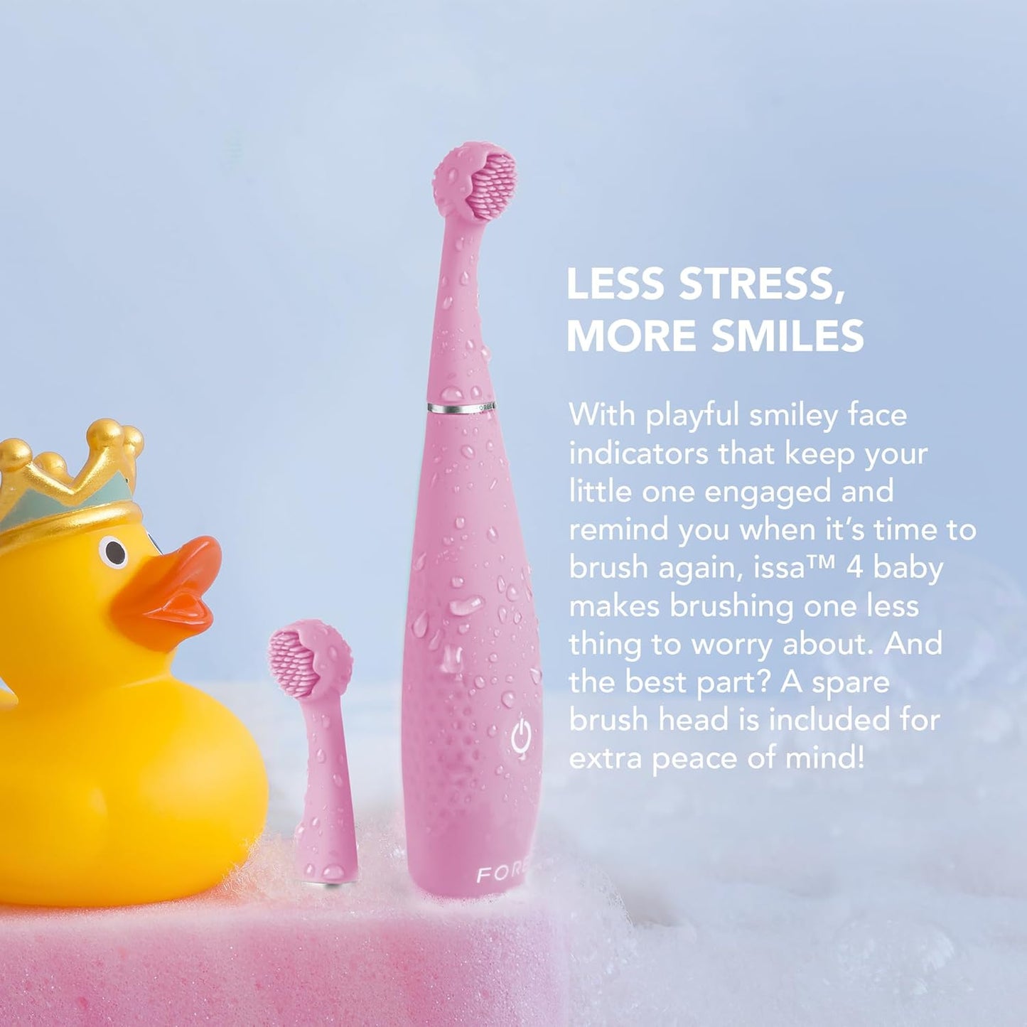 FOREO ISSA 4 Baby - Silicone Sonic Electric Toothbrush for Babies | 2-Sided Bristles, Gum Massage, Travel-Friendly - Pearl Pink