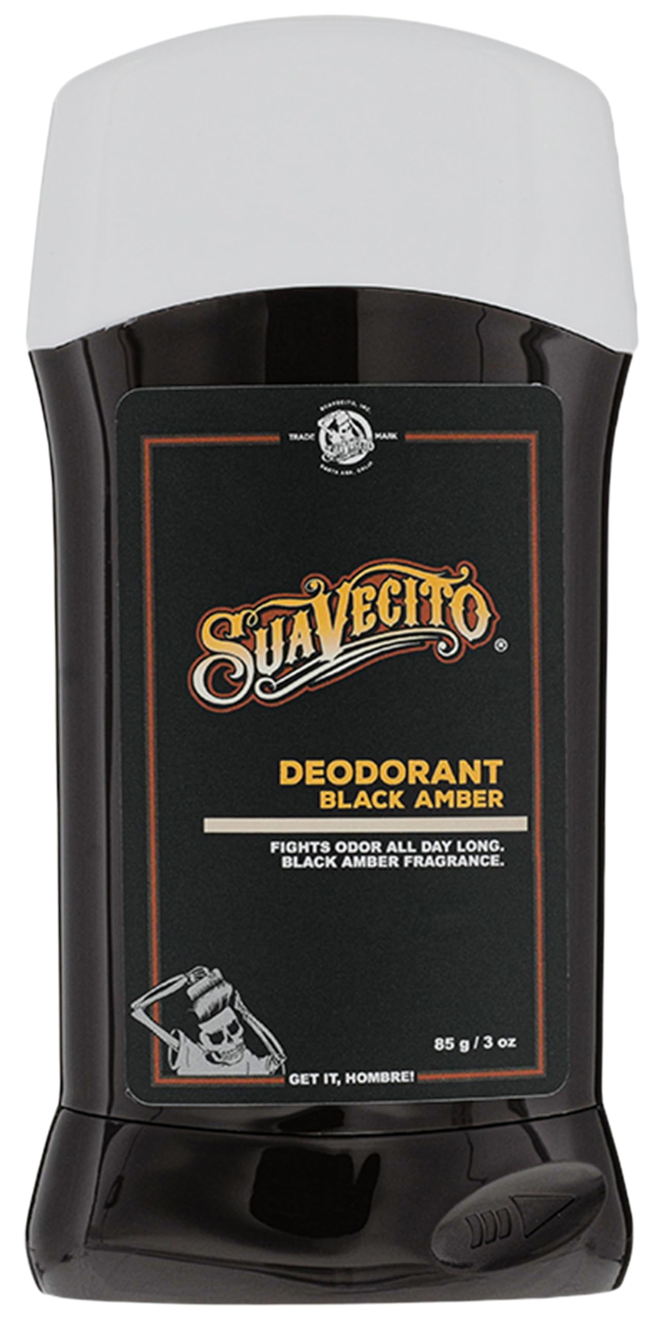 Suavecito Black Amber Scent Stick Deodorant Underarms Men's Grooming Aluminum Free Combats Odor All Day Long