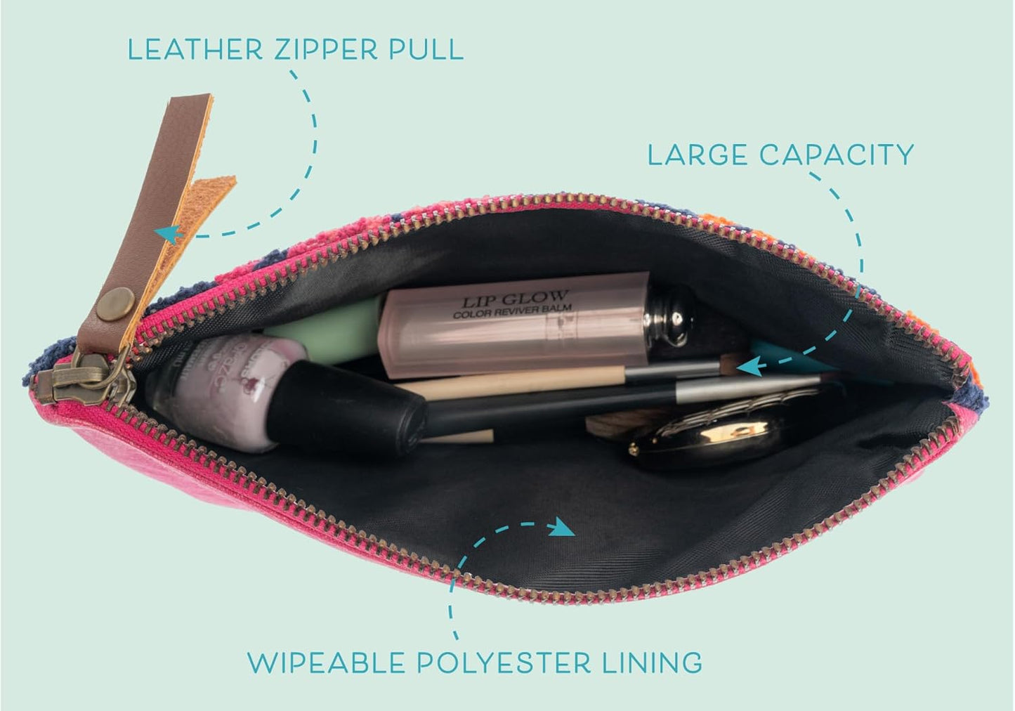 Embroidered Travel Makeup Bag - Stylish Toiletry Organizer for Women | Mushroom Design