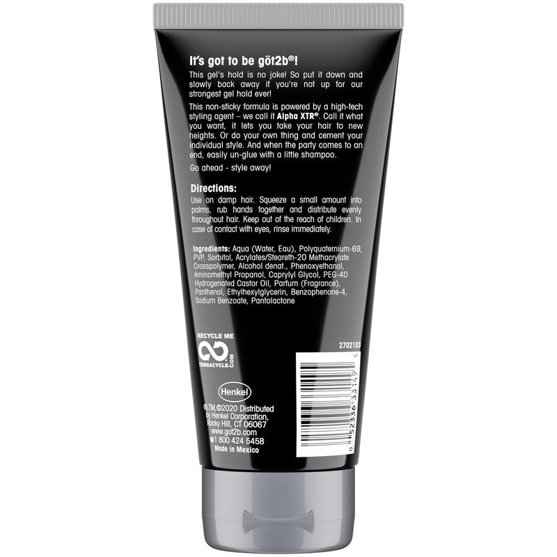 got2b Ultra Glued Invincible Styling Gel Set, 6 Fl Oz (2-Tube) + 1.25 Fl Oz Travel Size, Hair Gel for Men and Women with Extra Strong Hold, Non-Sticky, No-Flake Formula for Vertical Styles