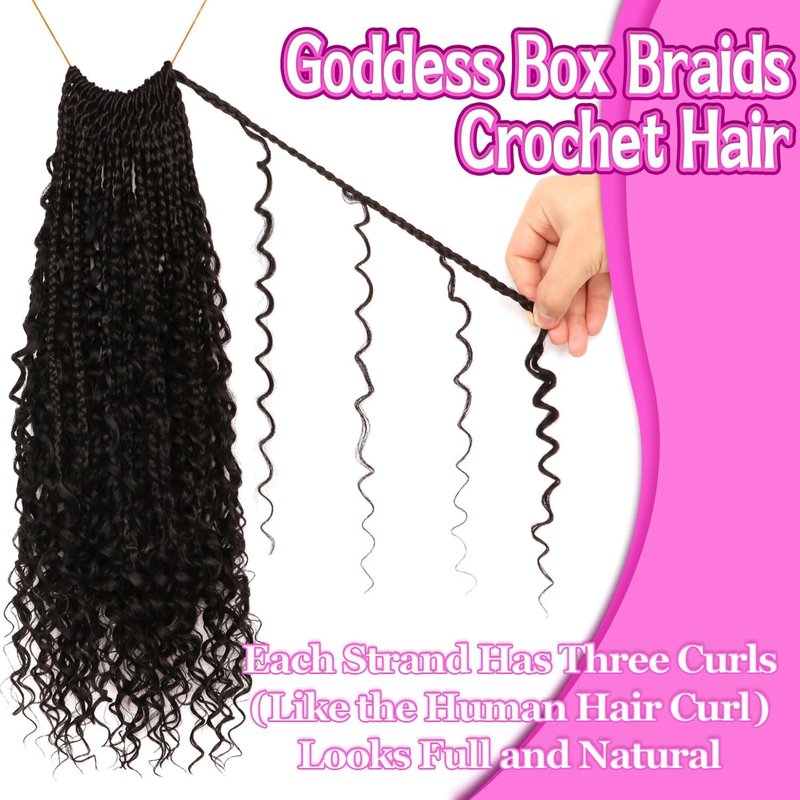 Goddess Boho Box Braids Crochet Hair-8 Packs 18 Inch Crochet Box Braids for Black Women Pre Looped (1B#, 18 Inch(Pack of 8))