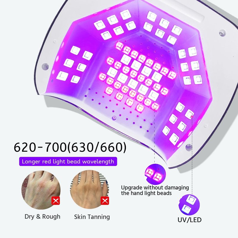 LED Nail Lamp - 67 Dual Color UV Gel Dryer with Auto Sensor & 4 Timer Modes | Foldable, Detachable Base (Black)