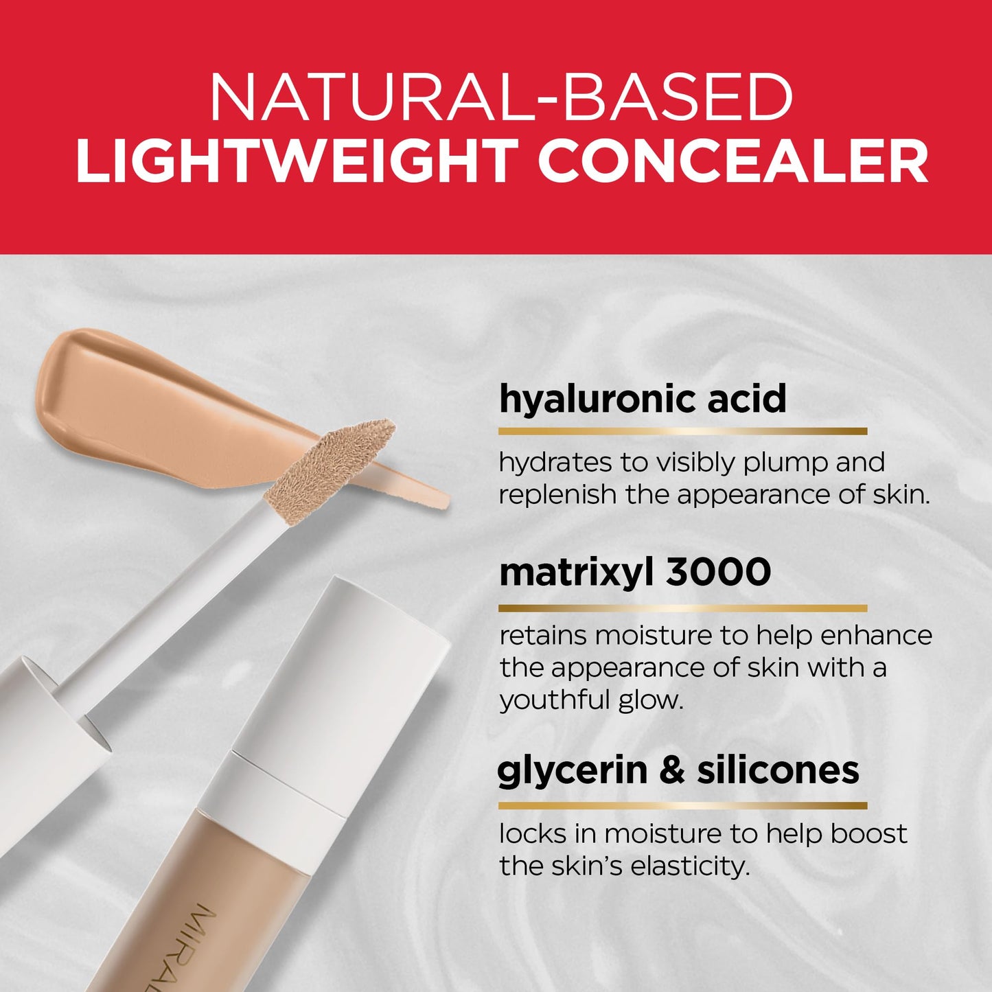 Mirabella Invincible For All Perfecting Under Eye Concealer Full Coverage - Hydrating Makeup Concealer for Dark Circles, Fine Lines & Wrinkles w/Hyaluronic Acid - Fair F70