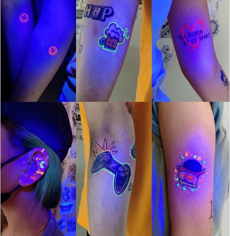 UV Tattoo Ink Set - 15ml Professional Fluorescent Glow in The Dark Ink | 8 Vibrant Colors