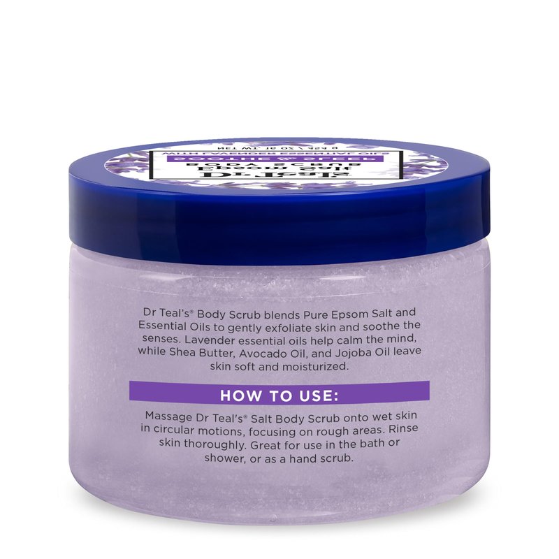Dr Teal's Pure Epsom Salt Body Scrub, Soothe & Sleep with Lavender Essential Oils, 16 oz (Pack of 3)