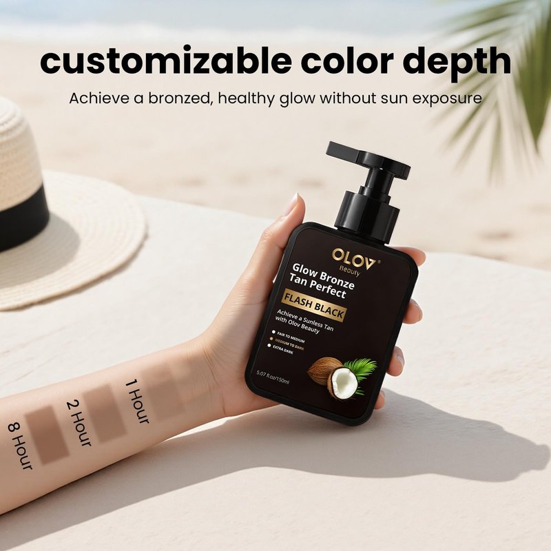 OLOV BEAUTY Self Tanning Lotion -Self Tanner with Shea Butter and Coconut Oil Natural Ingredients for Sensitive Skin Sunless&Moisturising Customisable Medium Dark Fake Tan (5.07 fl oz)