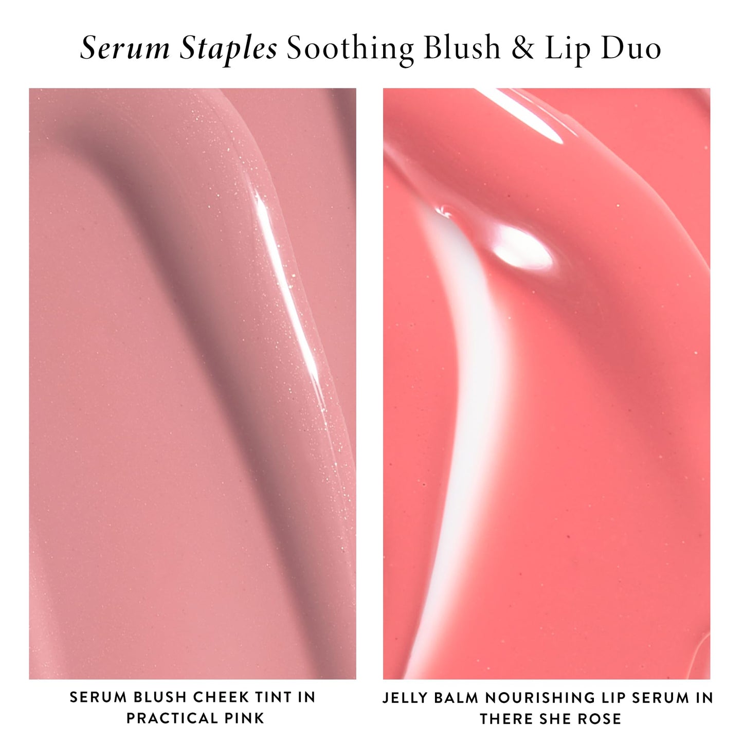 LAURA GELLER NEW YORK Serum Staples Soothing Blush + Lip Duo - Blush Cheek Tint, Practical Pink + Jelly Balm Lip Serum, There She Rose