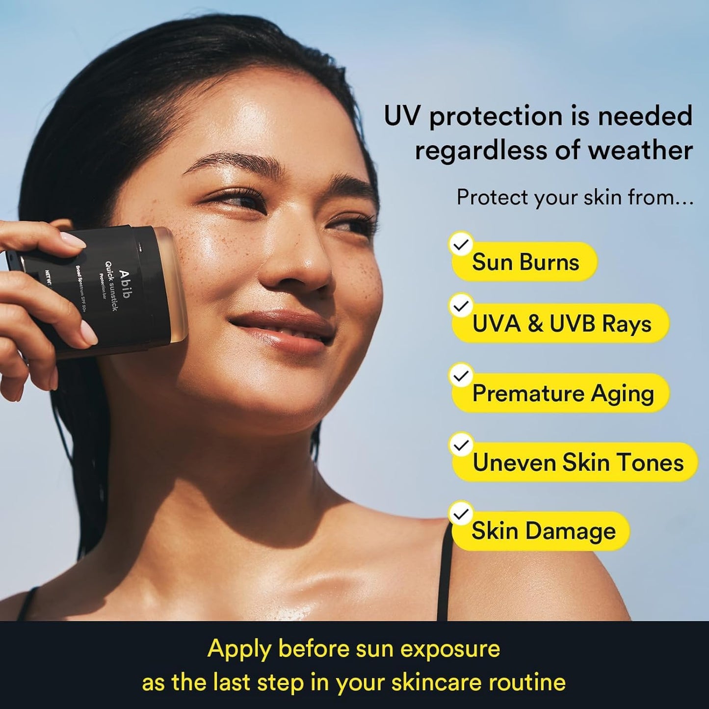 Abib Quick Sunstick SPF 50+ | Broad Spectrum Sunscreen Stick for Dry & Sensitive Skin - No White Cast, 0.77 oz