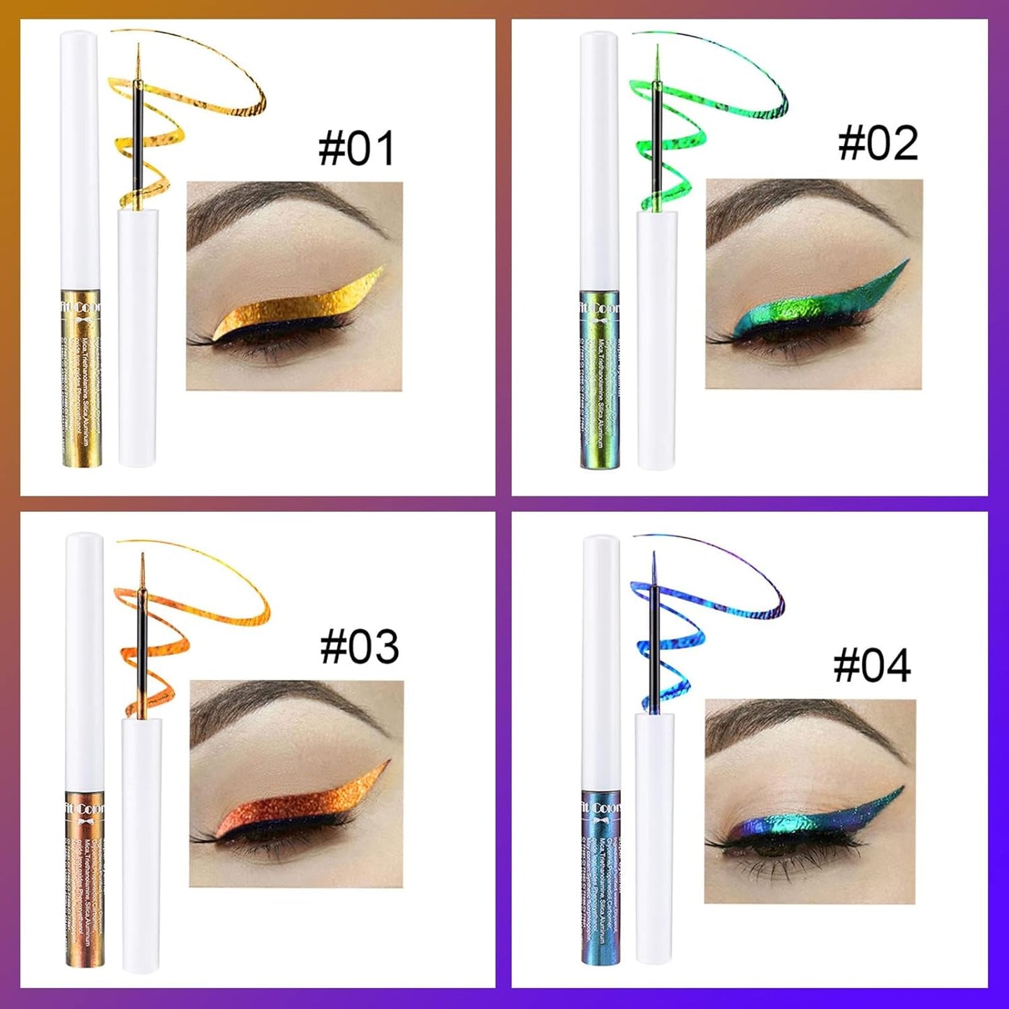 Chameleon Liquid Eyeshadow Set - 6 Metallic Glitter Shades | Long-Lasting Waterproof Multichrome Makeup