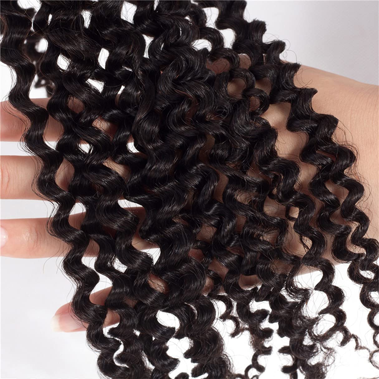Brazilian Kinky Curly 4x4 Lace Closure 100% Unprocessed Human Virgin Hair Pre Plucked Jerry Curly Pre-Plucked Hairline Frontal Closure Natural Black With Baby Hair (14inch, curly closure)