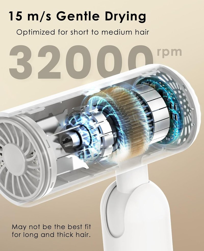 Dual Voltage Hair Dryer - Travel-Friendly 100V-240V Auto-Sensing Blow Dryer | Portable Design with 200x Temp Control