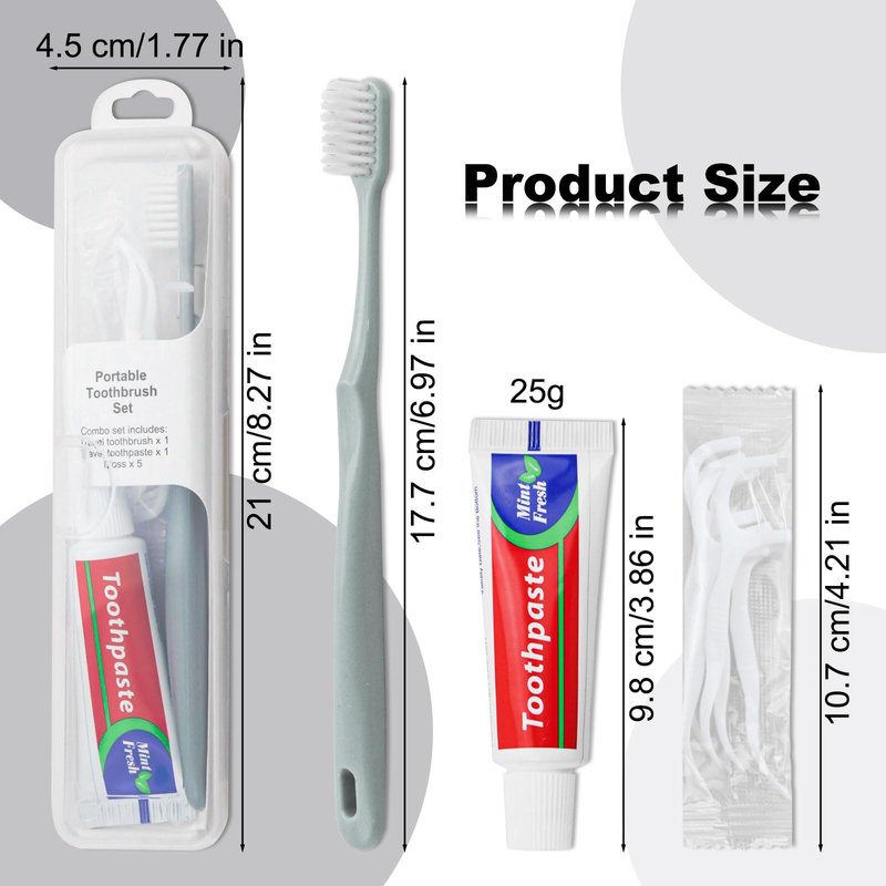 Lilingsty Travel Toothbrushes, Toothbrush Travel Kit with 5 Floss Picks, Toothbrush Holder, Individually Packaged, Suitable for Home, Hotel (20-Pack)