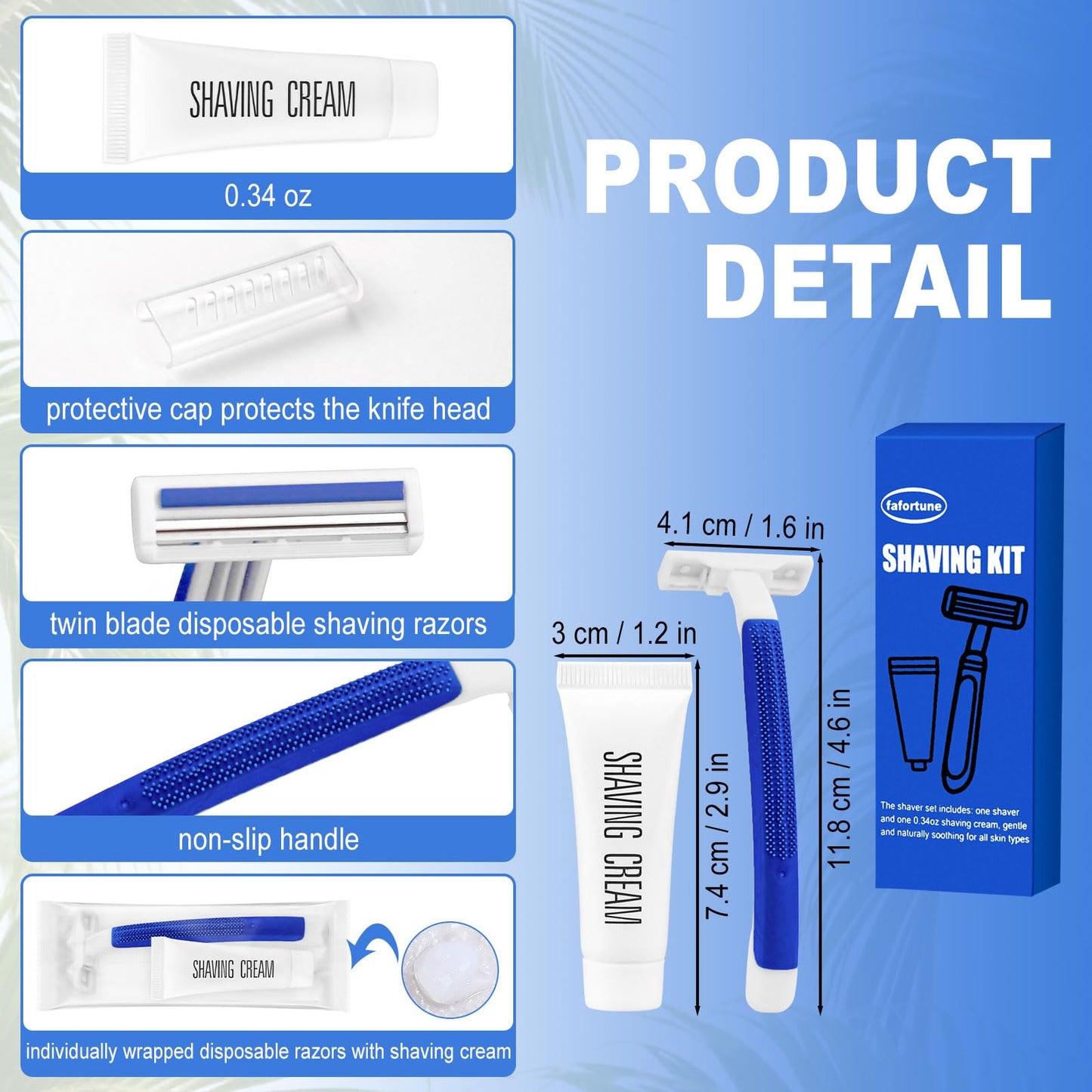 Shave Kit in Bulk Twin Blade Razors with Protective Cap,Disposable Razors in Bulk Shaving Cream for Hotel, Airbnb, Homeless, Shelter, Camping and Travel (60)