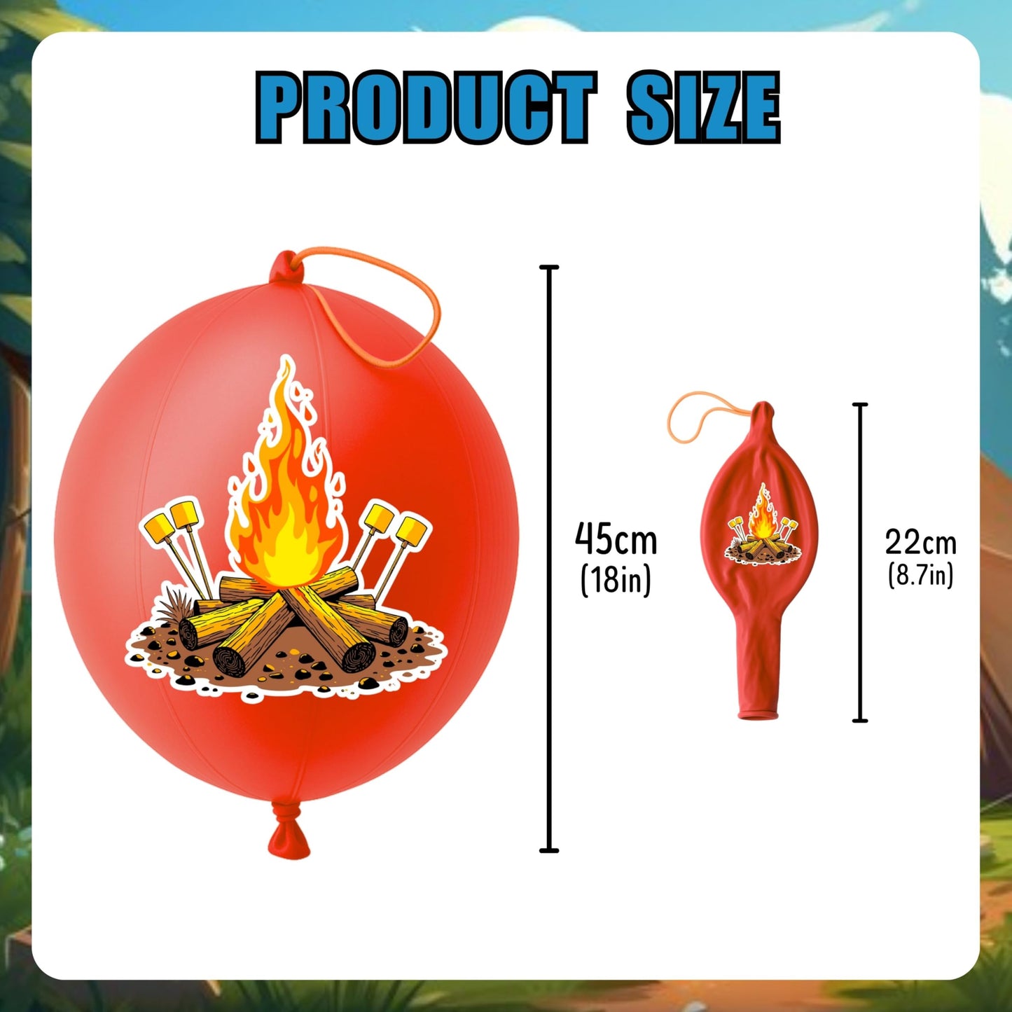 72 PCS Camping Party Favors for Kids – 48 Pre-Cut Temporary Tattoos & 24 Camping Punch Balloons Themed Birthday Party Decorations Supplies Favors Gifts, Goodie Bag Fillers, Classroom Rewards