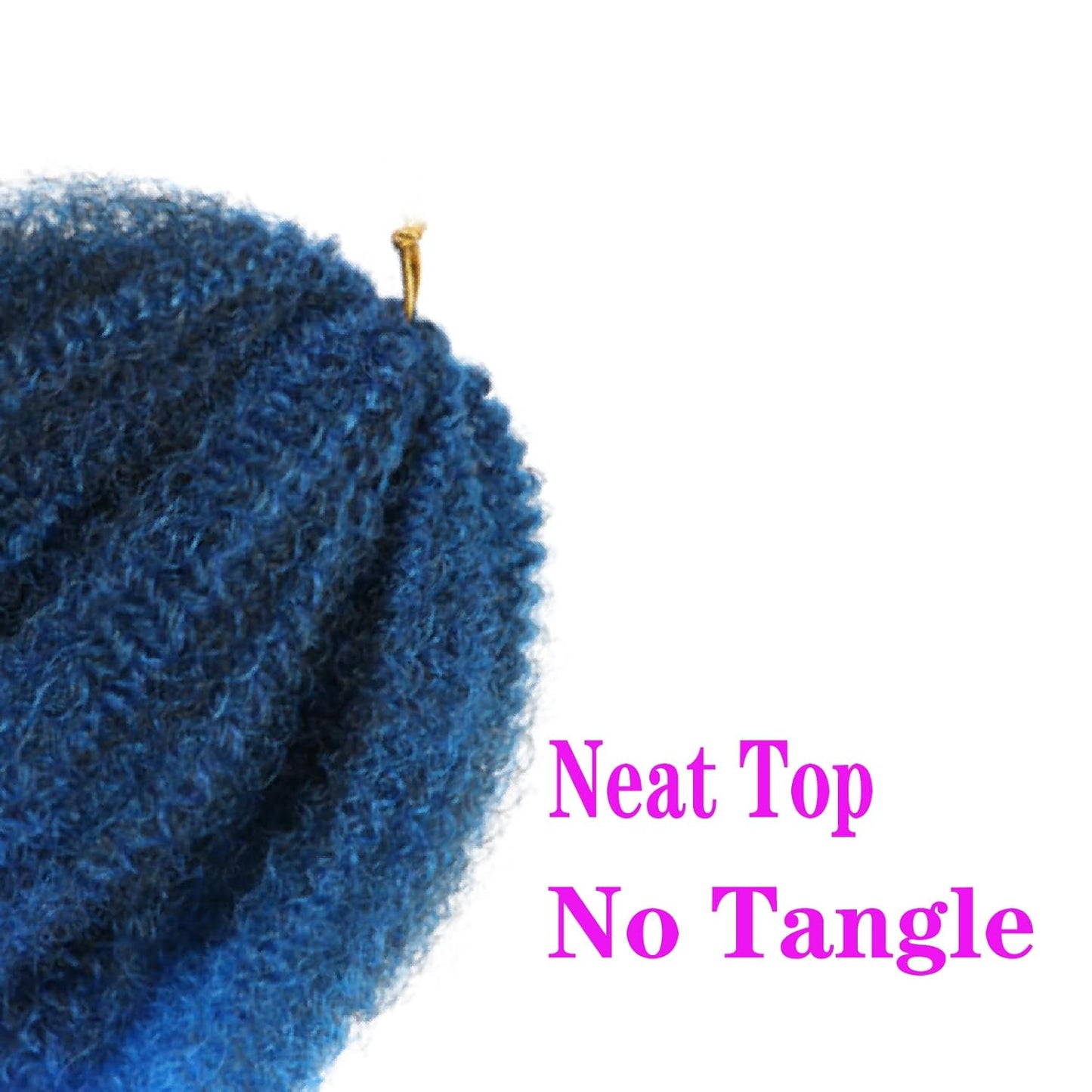 Marley Braiding Hair - 8-Inch Short Afro Kinky Twist Crochet Braids | Ombre Synthetic Fiber Extensions (1B-Blue)