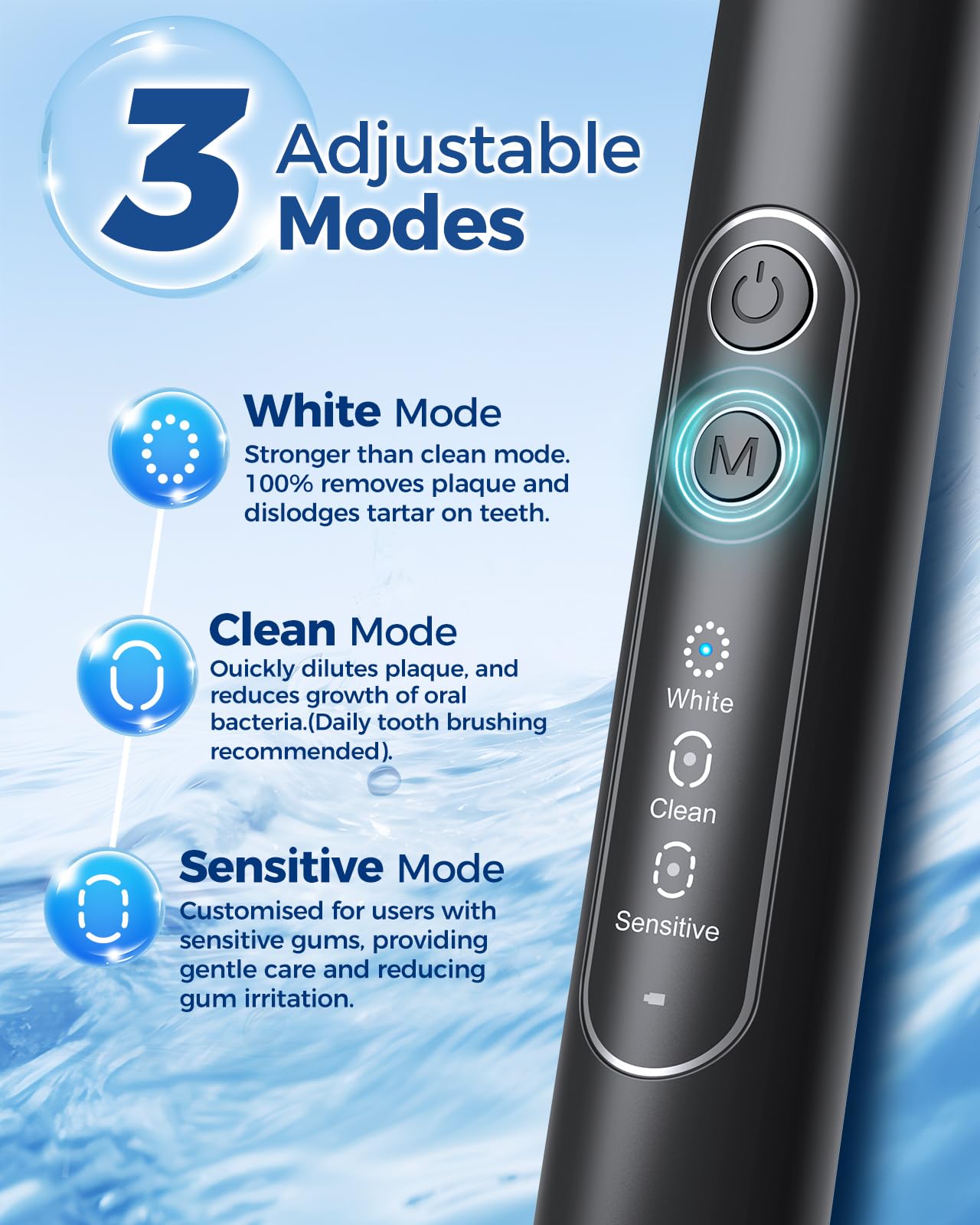 TEETHEORY Rotating Electric Toothbrush for Adults with 8 Brush Heads, Sensitive Gum Care Electric Toothbrush with 3 Modes and 2 Min Smart Timer, Rechargeable Last 60 Days (Black, 1 Count)