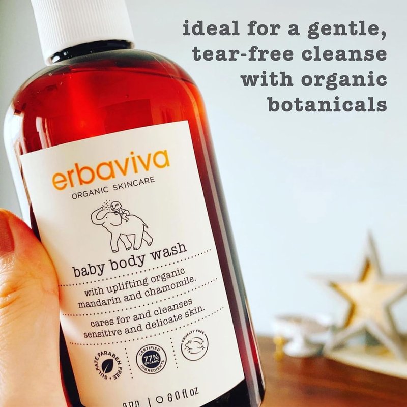 Erbaviva Baby Body Wash - Gentle Organic Formula for Sensitive Skin | 8 fl Oz